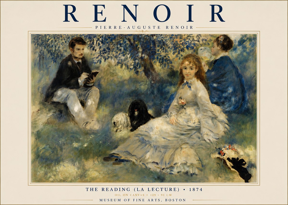 Renoir The Reading (La Lecture) No4 - Plakat