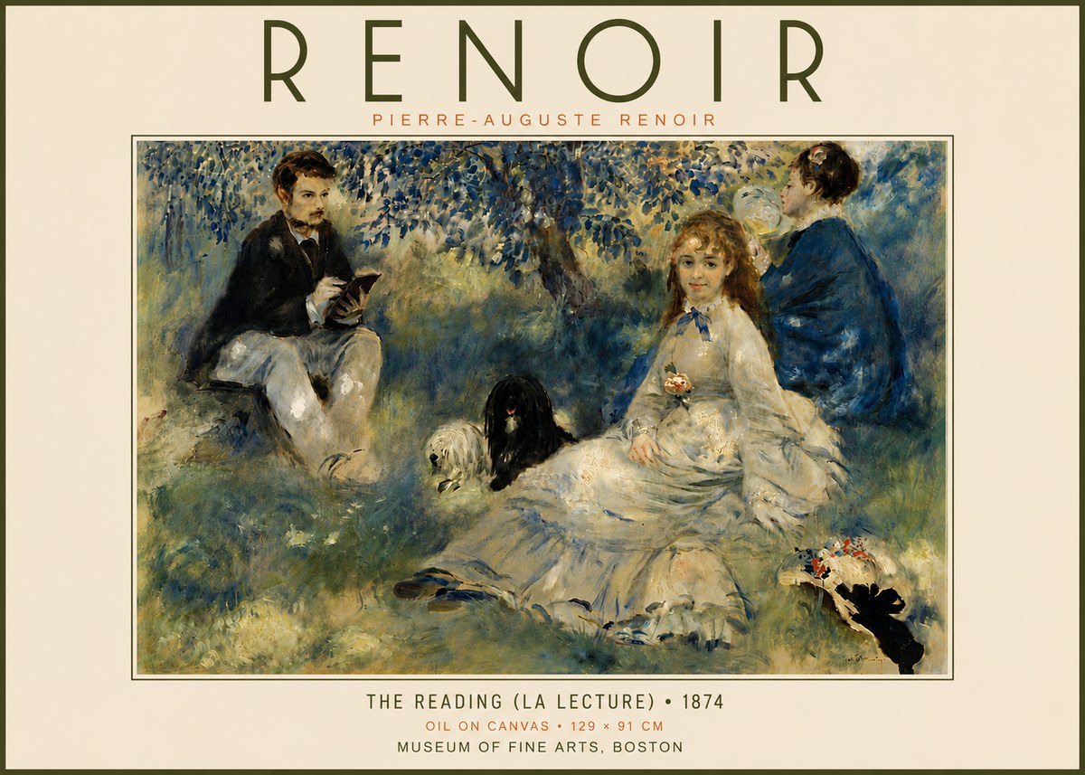 Renoir The Reading (La Lecture) No6 - Plakat