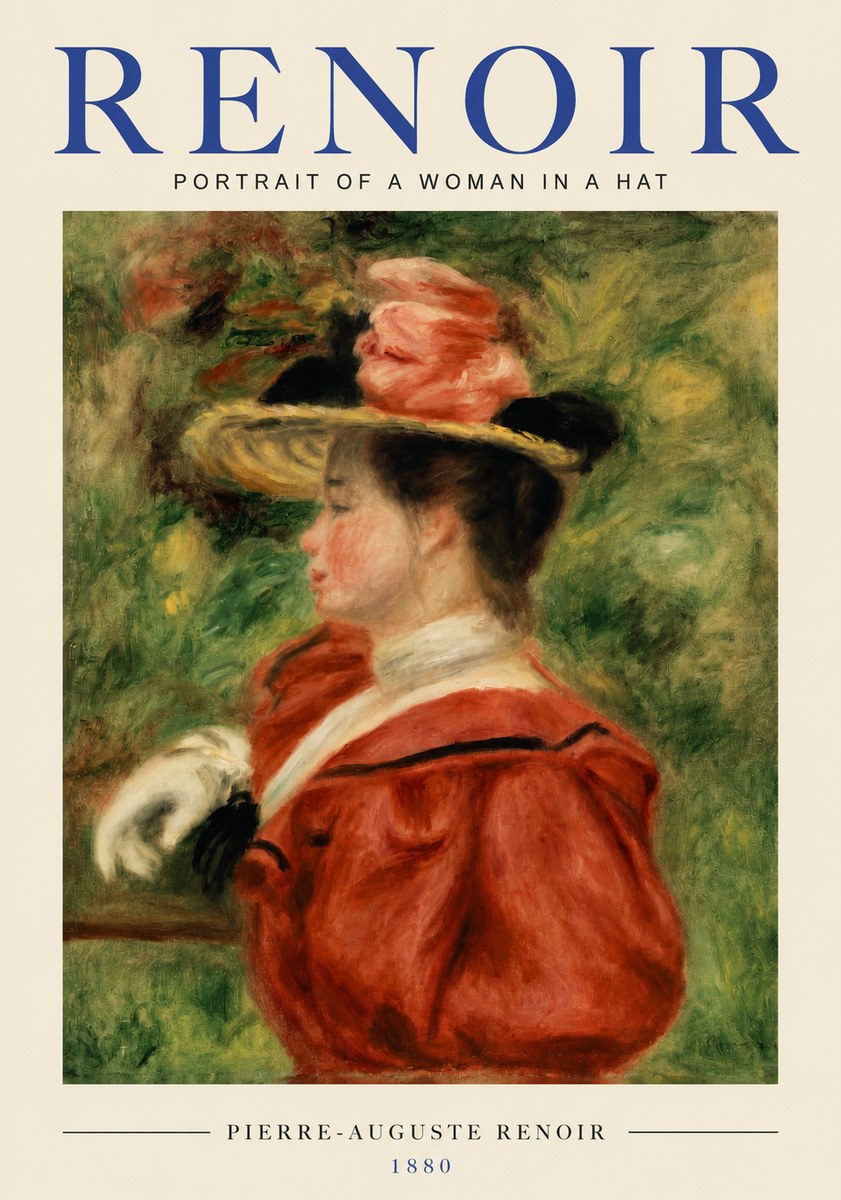 Renoir Portrait of a Woman in a Hat No3 - Plakat