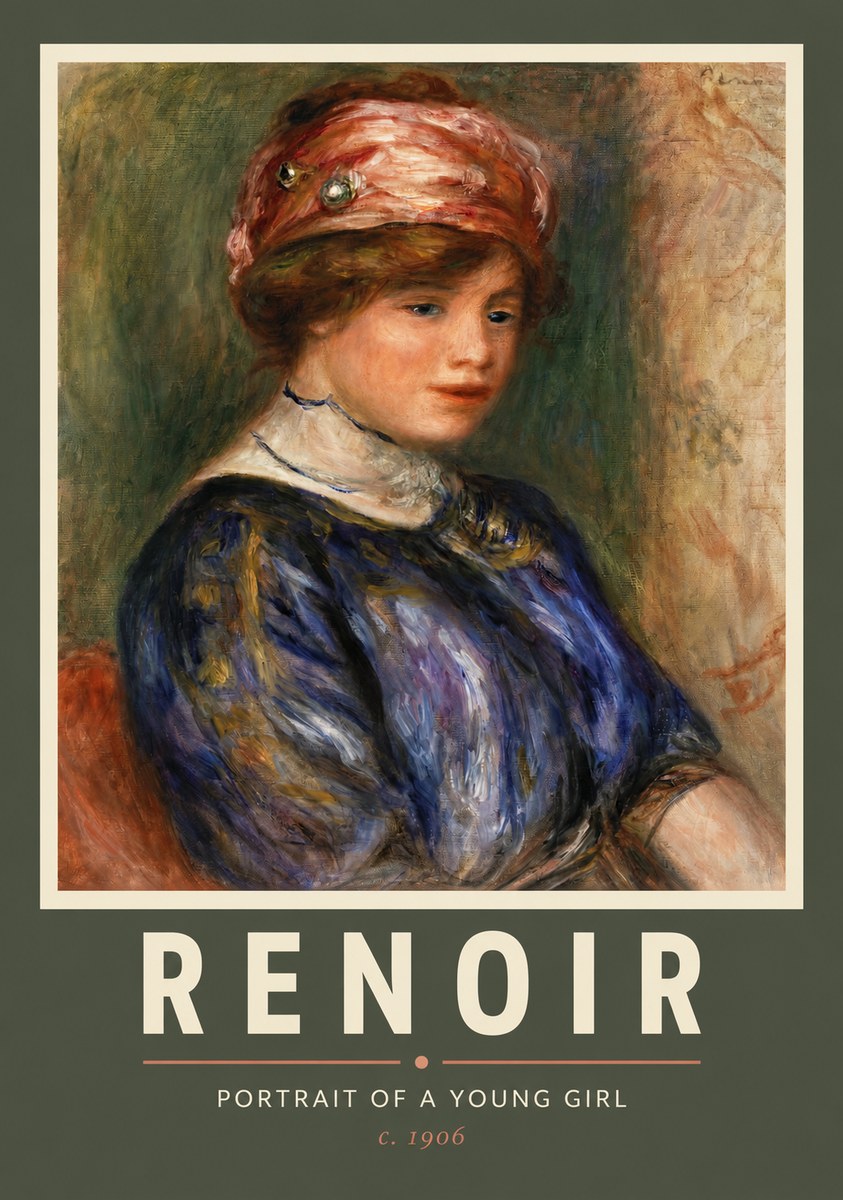 Renoir Portrait of a Young Girl II No2 - Plakat