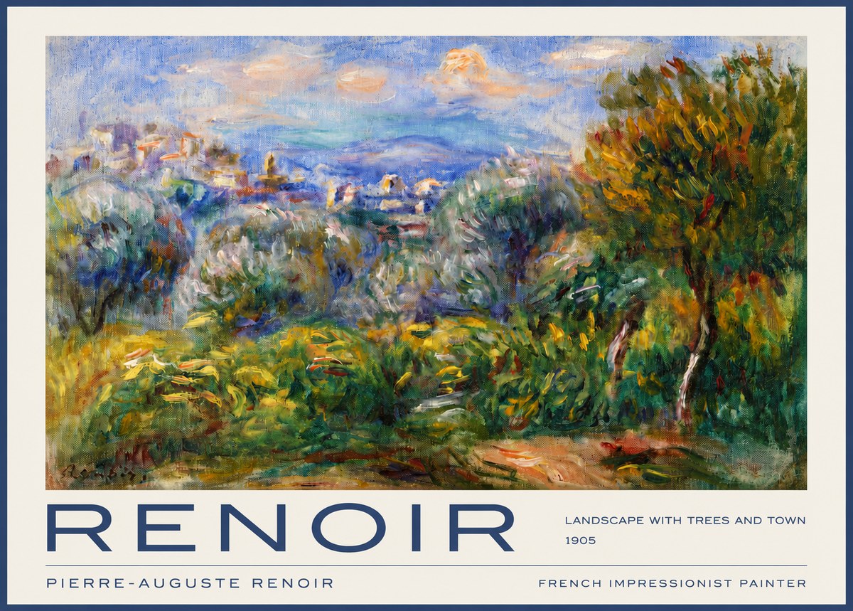 Renoir Landscape with Trees and Town No2 - Plakat