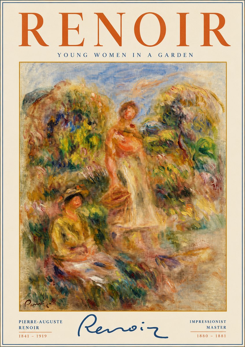 Renoir Young Women in a Garden No2 - Plakat