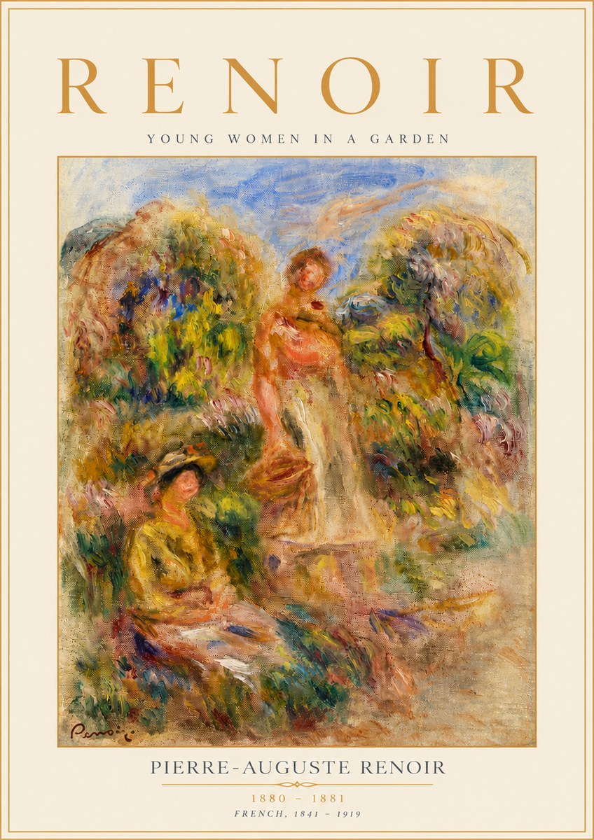 Renoir Young Women in a Garden No4 - Plakat