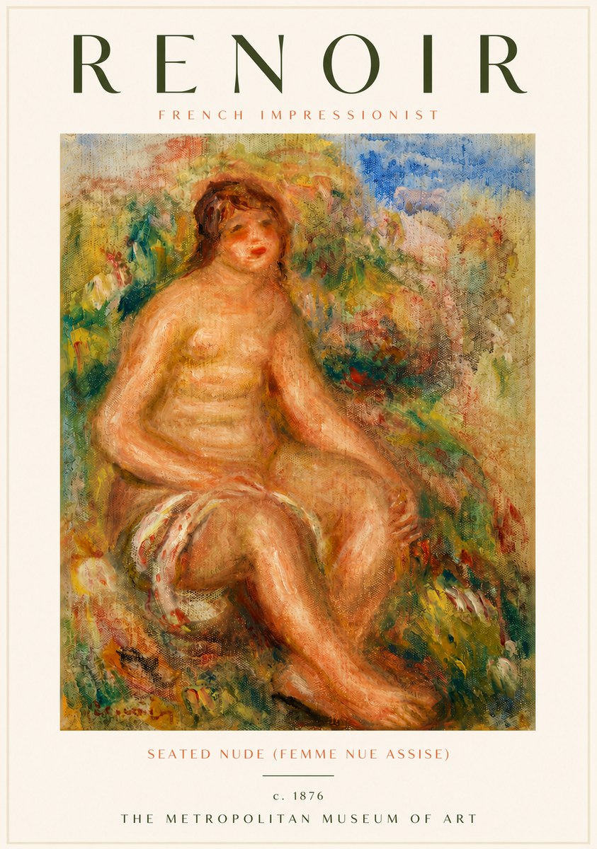 Renoir Seated Nude (Femme Nue Assise) No4 - Plakat