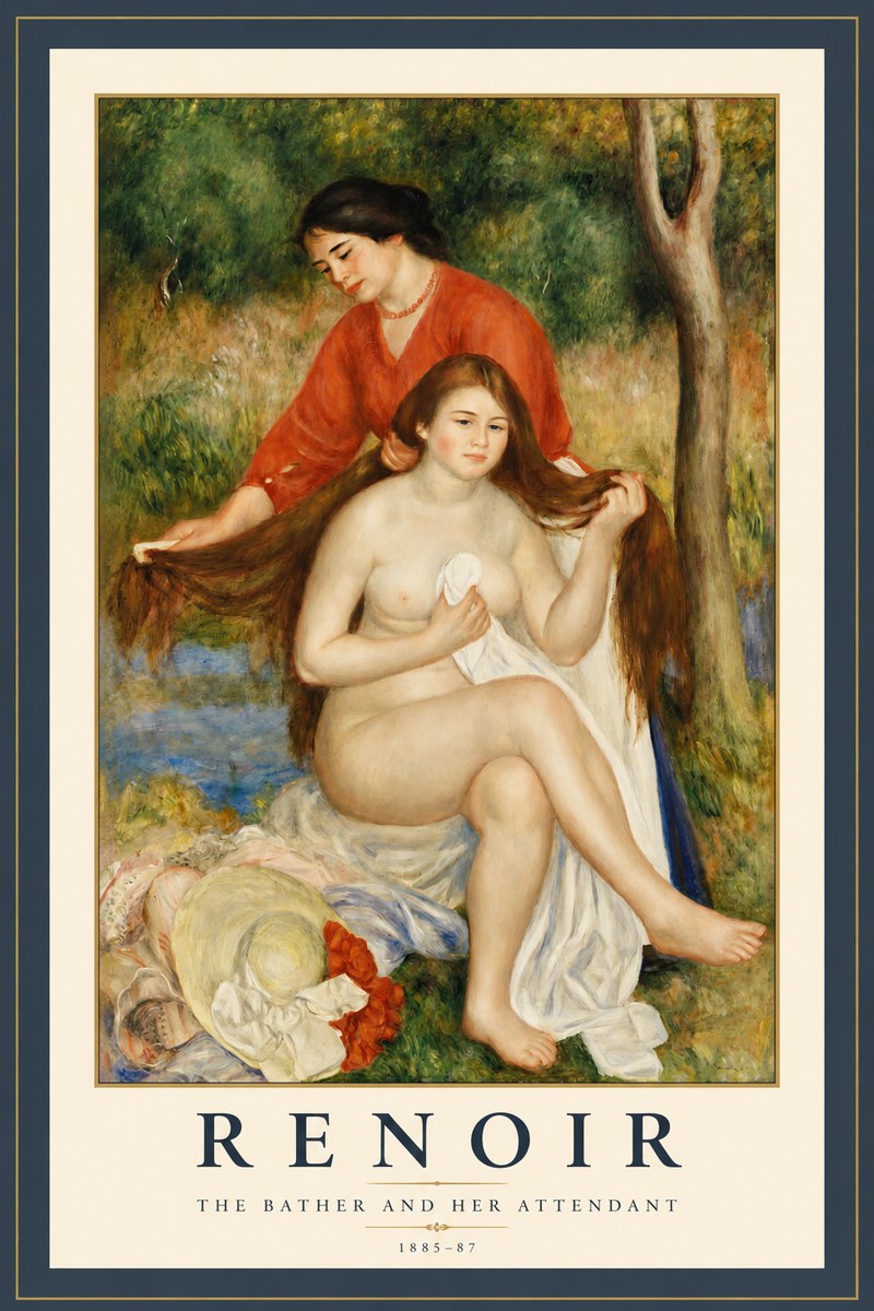 Renoir The Bather and Her Attendant No2 - Plakat