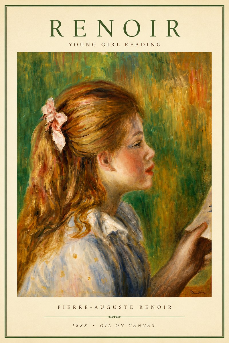 Renoir Young Girl Reading II No4 - Plakat