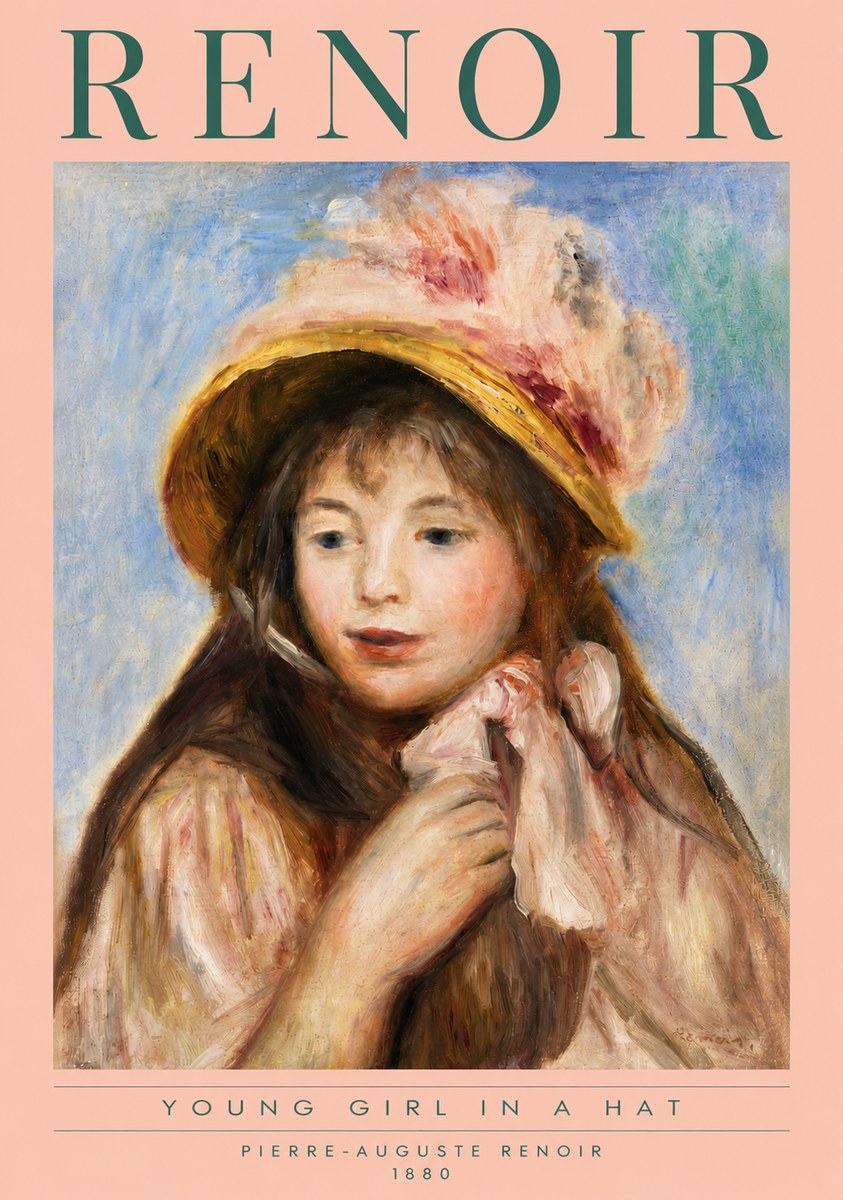 Renoir Young Girl in a Hat No3 - Plakat