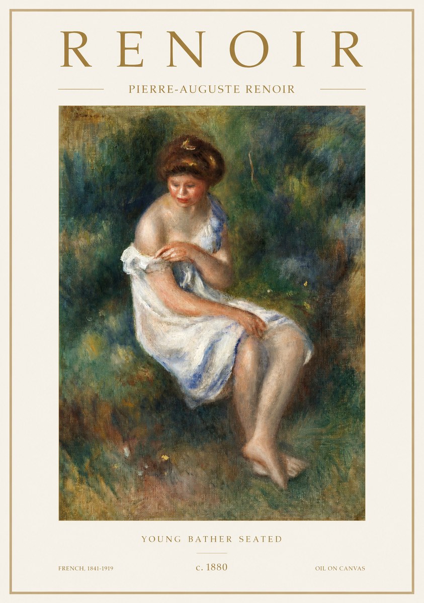 Renoir Young Bather Seated No1 - Plakat