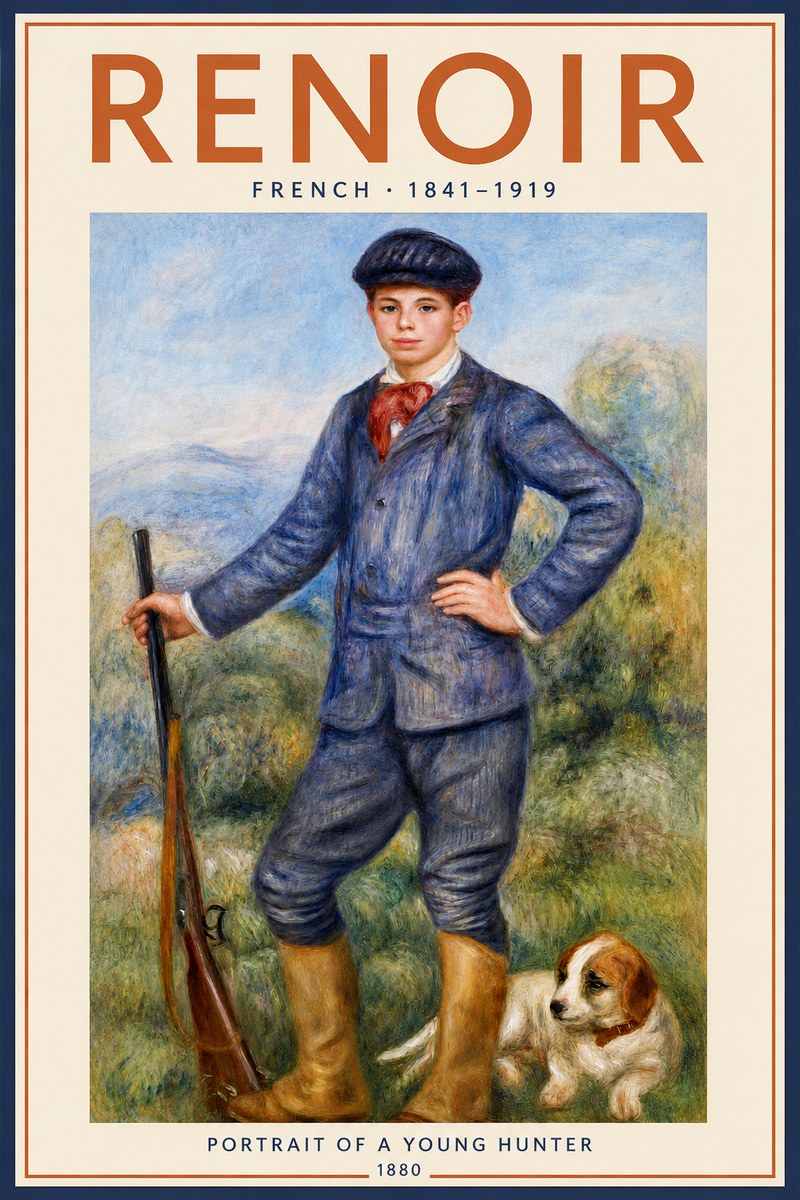 Renoir Portrait of a Young Hunter No2 - Plakat