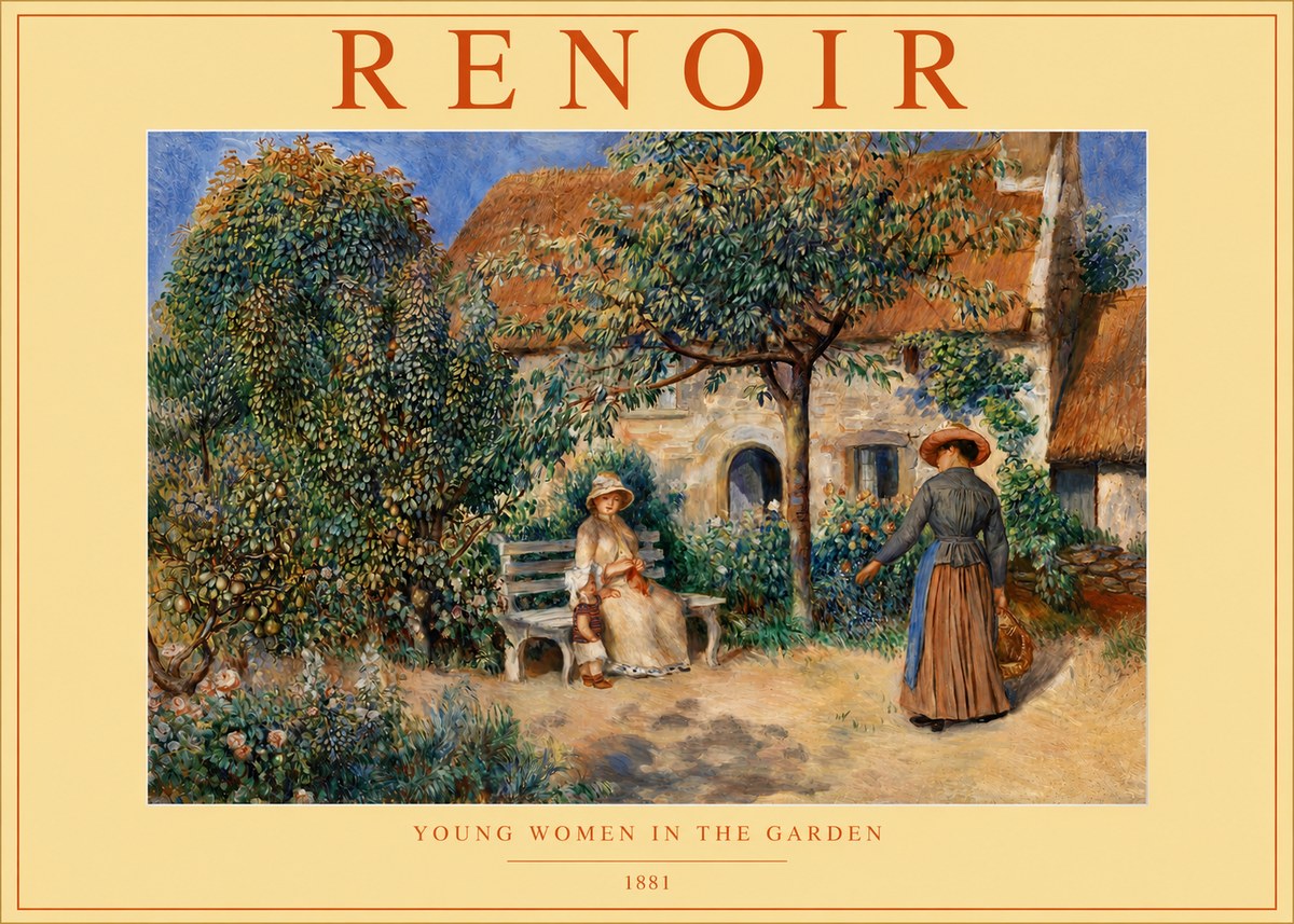 Renoir Young Women in the Garden II No4 - Plakat