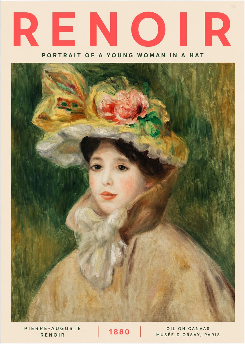 Renoir Portrait of a Young Woman in a Hat No2 - Plakat