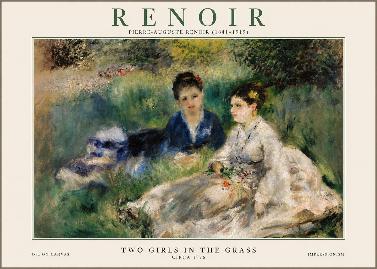 Renoir Two Girls in the Grass No2 - Plakat