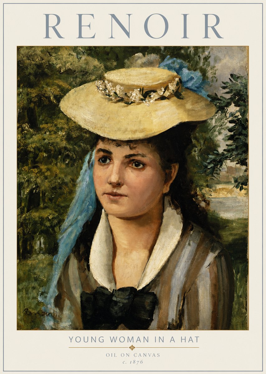 Renoir Young Woman in a Hat No3 - Plakat
