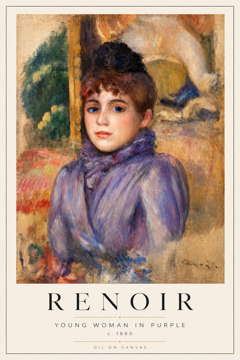 Renoir Young Woman in Purple No2 - Plakat