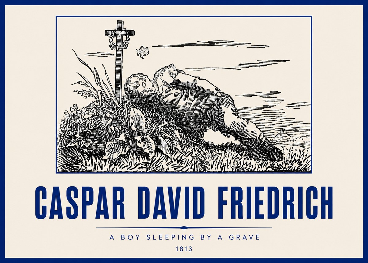 Caspar David Friedrich A Boy Sleeping by a Grave No6 - Plakat