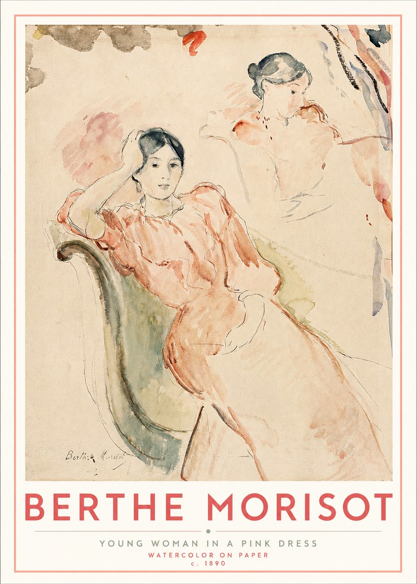 Berthe Morisot Young Woman in a Pink Dress II No3 - Plakat