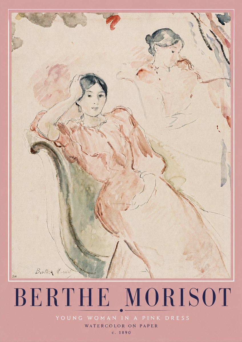 Berthe Morisot Young Woman in a Pink Dress II No4 - Plakat