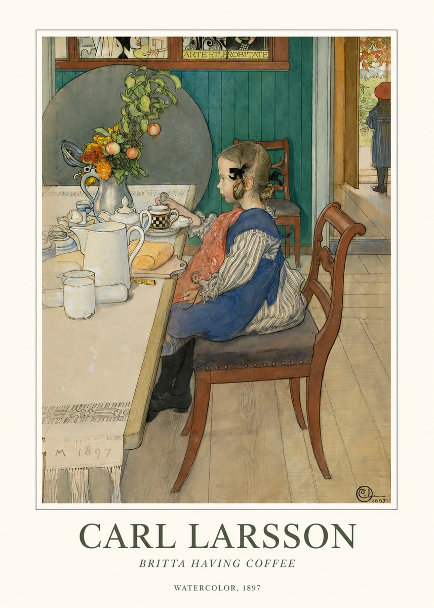 Carl Larsson Britta Having Coffee No1 - Plakat