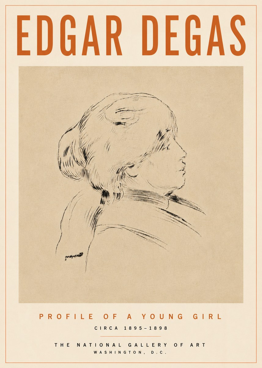 Edgar Degas Profile of a Young Girl No5 - Plakat