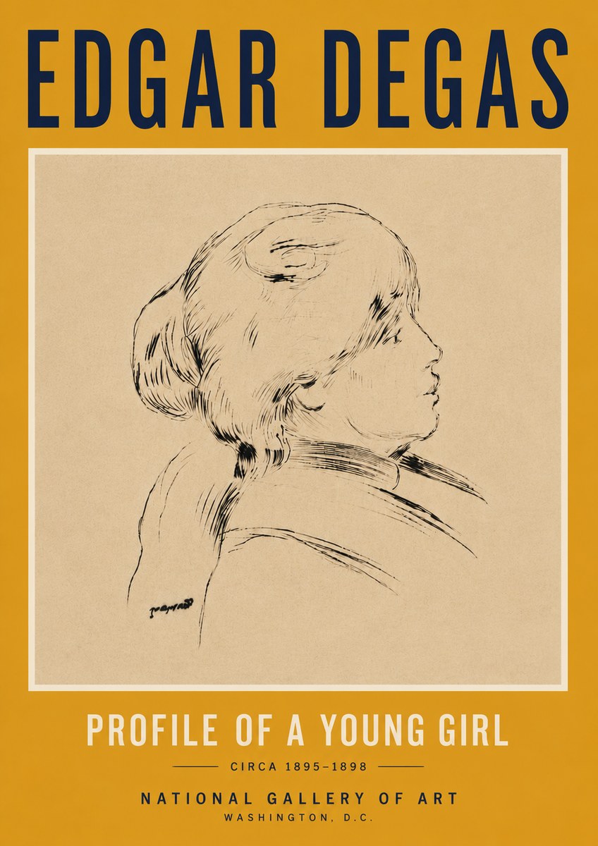 Edgar Degas Profile of a Young Girl No6 - Plakat