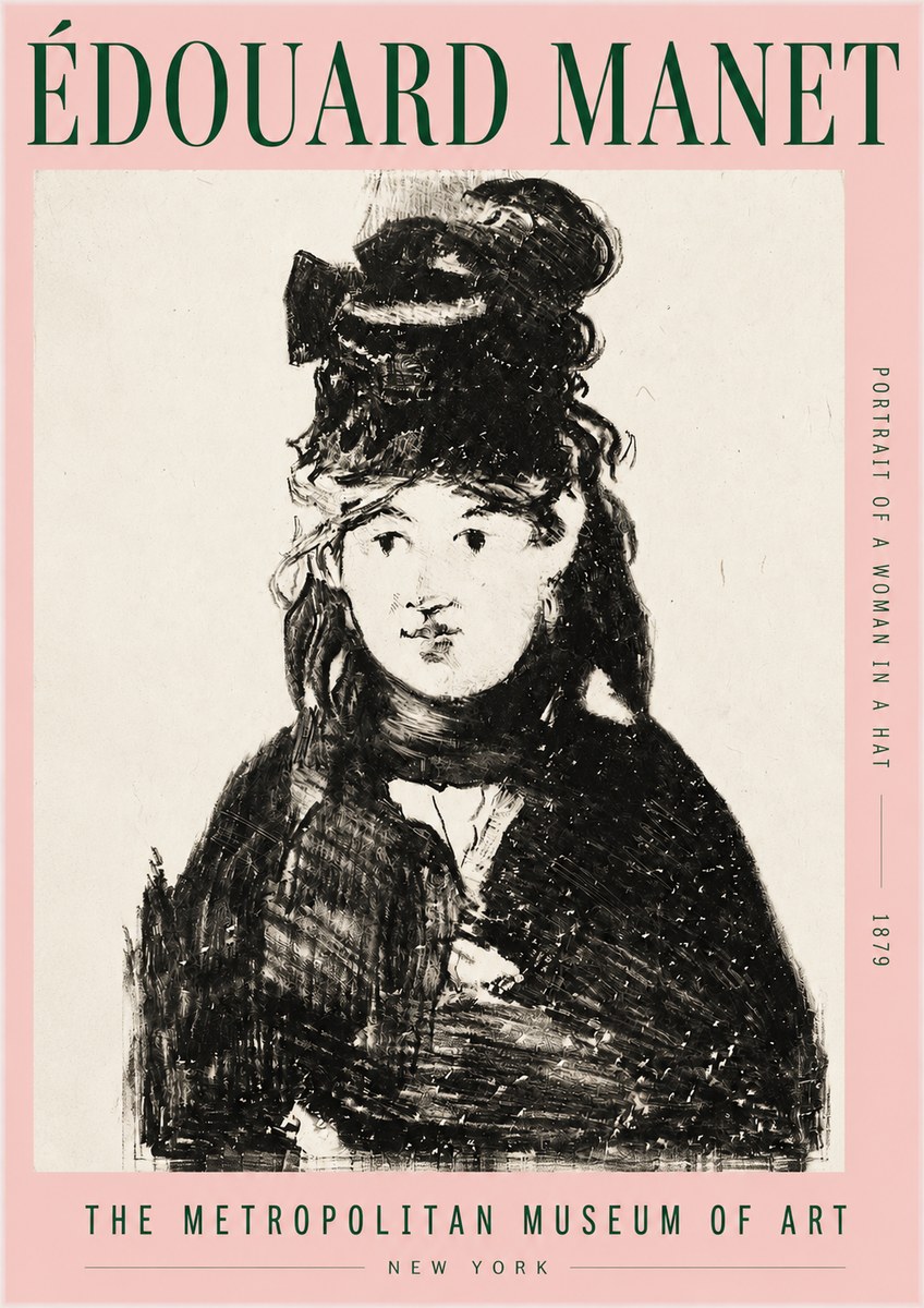 Édouard Manet Portrait of a Woman in a Hat No3 - Plakat
