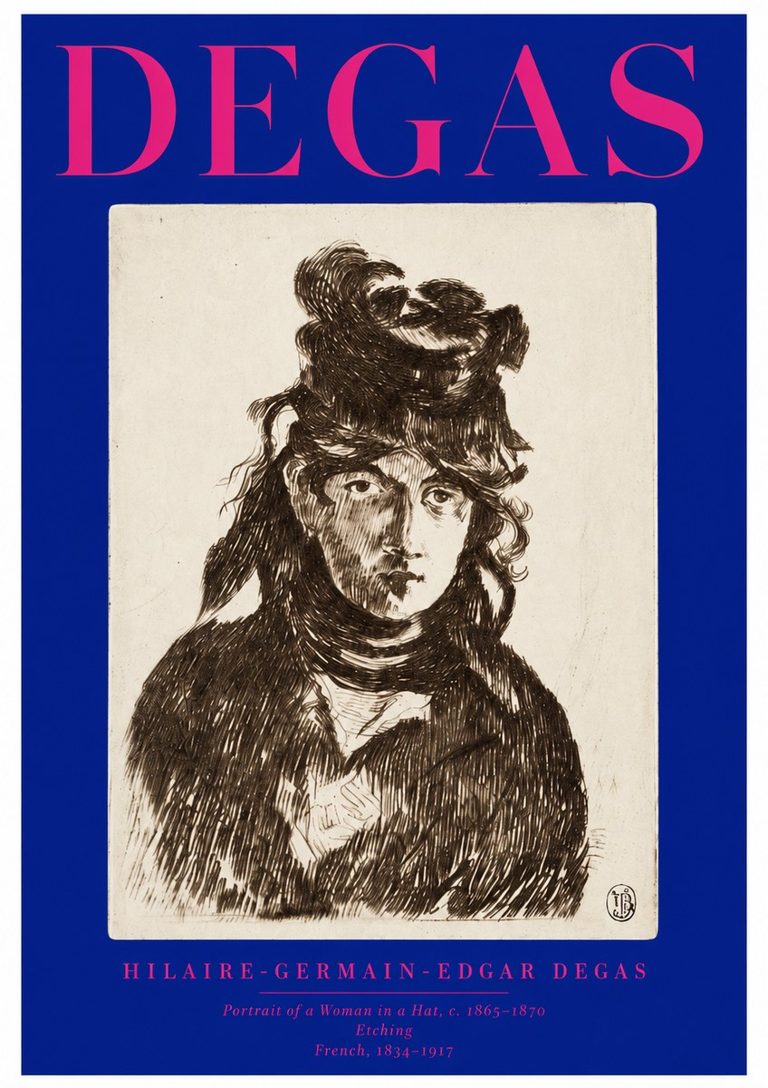 Edgar Degas Portrait of a Woman in a Hat No2 - Plakat