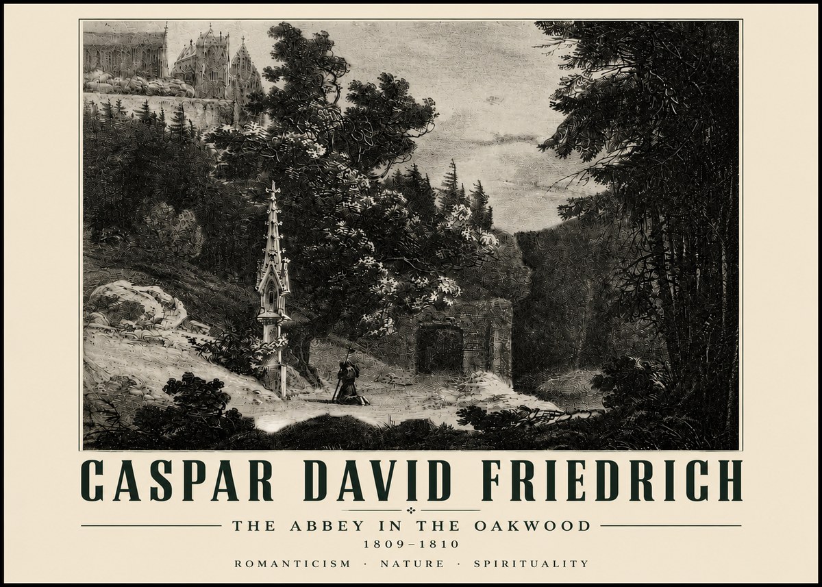 Caspar David Friedrich The Abbey in the Oakwood No4 - Plakat