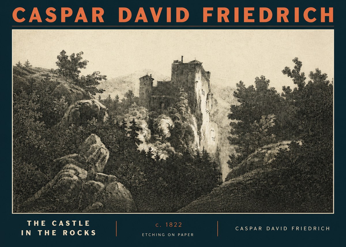 Caspar David Friedrich The Castle in the Rocks No3 - Plakat