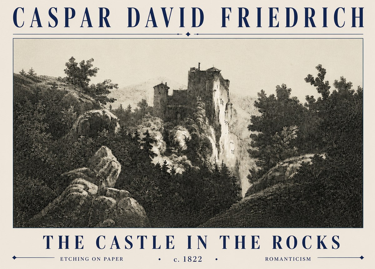 Caspar David Friedrich The Castle in the Rocks No6 - Plakat
