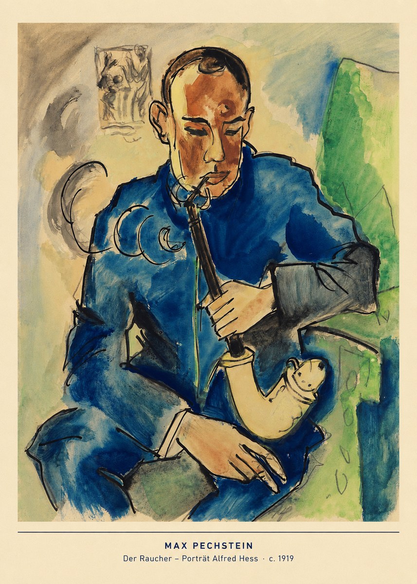 Max Pechstein Der Raucher – Porträt Alfred Hess No5 - Plakat