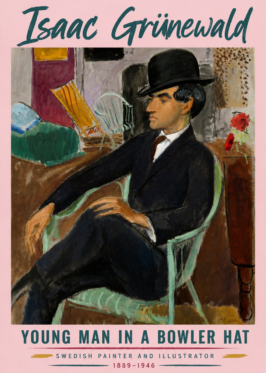 Isaac Grünewald Young Man in a Bowler Hat No6 - Plakat