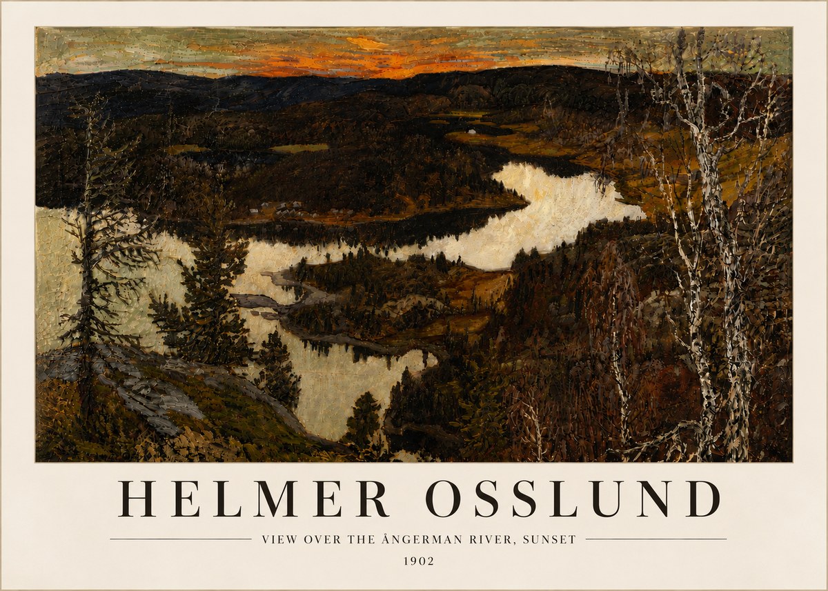 Helmer Osslund View over the Angerman River, Sunset No6 - Plakat