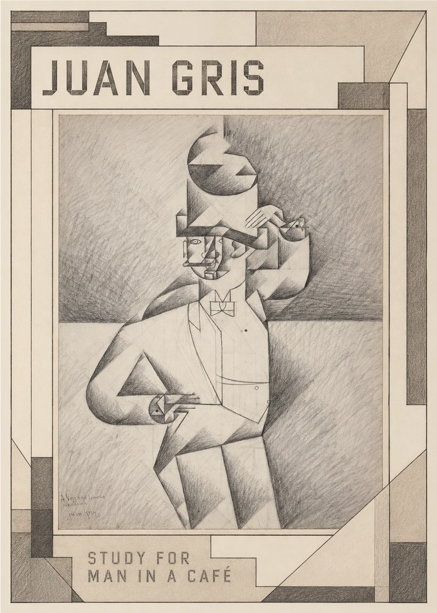 Juan Gris Study for Man in a Café No1 - Plakat