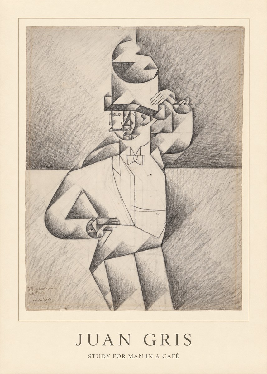 Juan Gris Study for Man in a Café No4 - Plakat