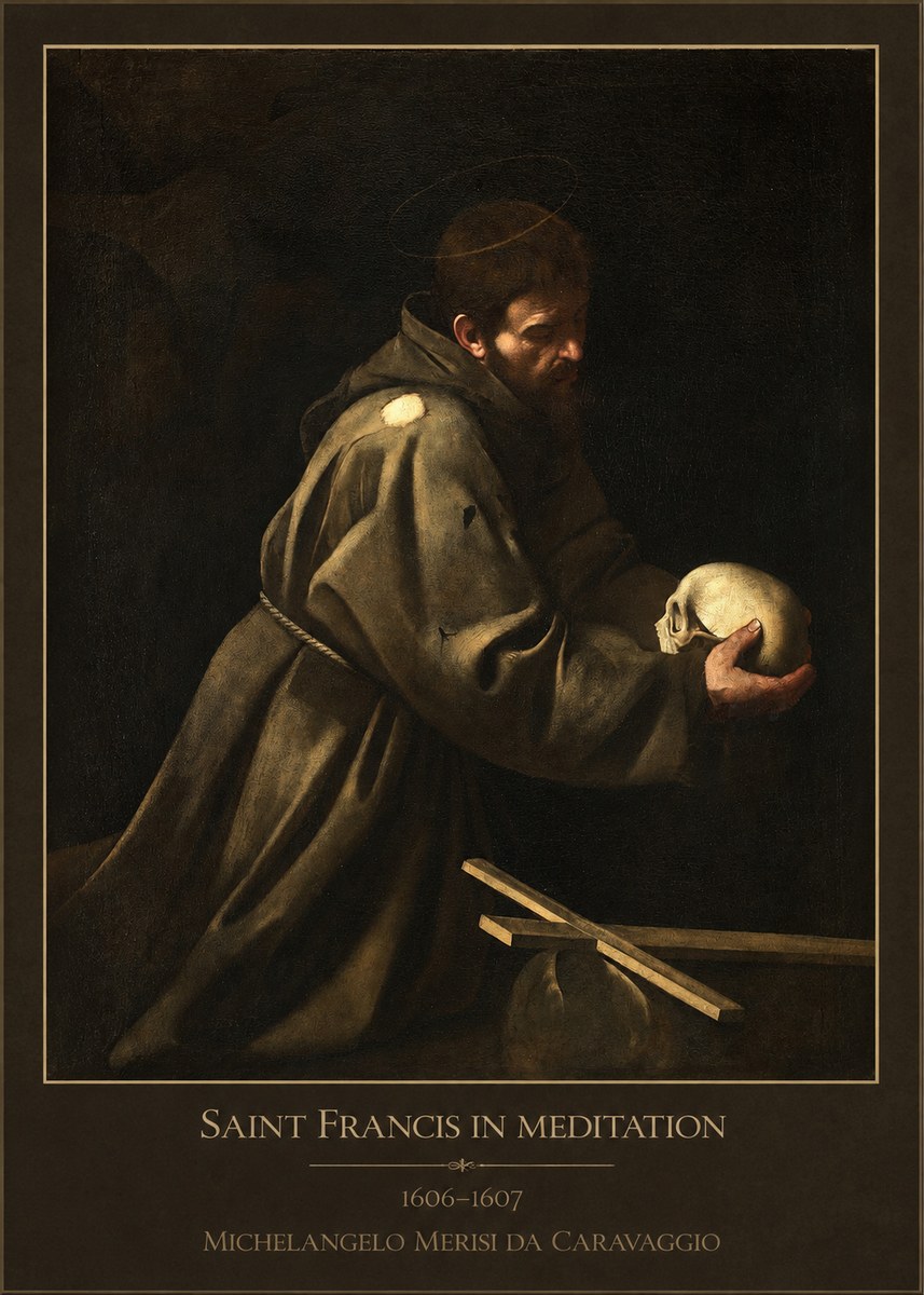 Michelangelo Merisi da Caravaggio Saint Francis in Meditation I No1 - Plakat