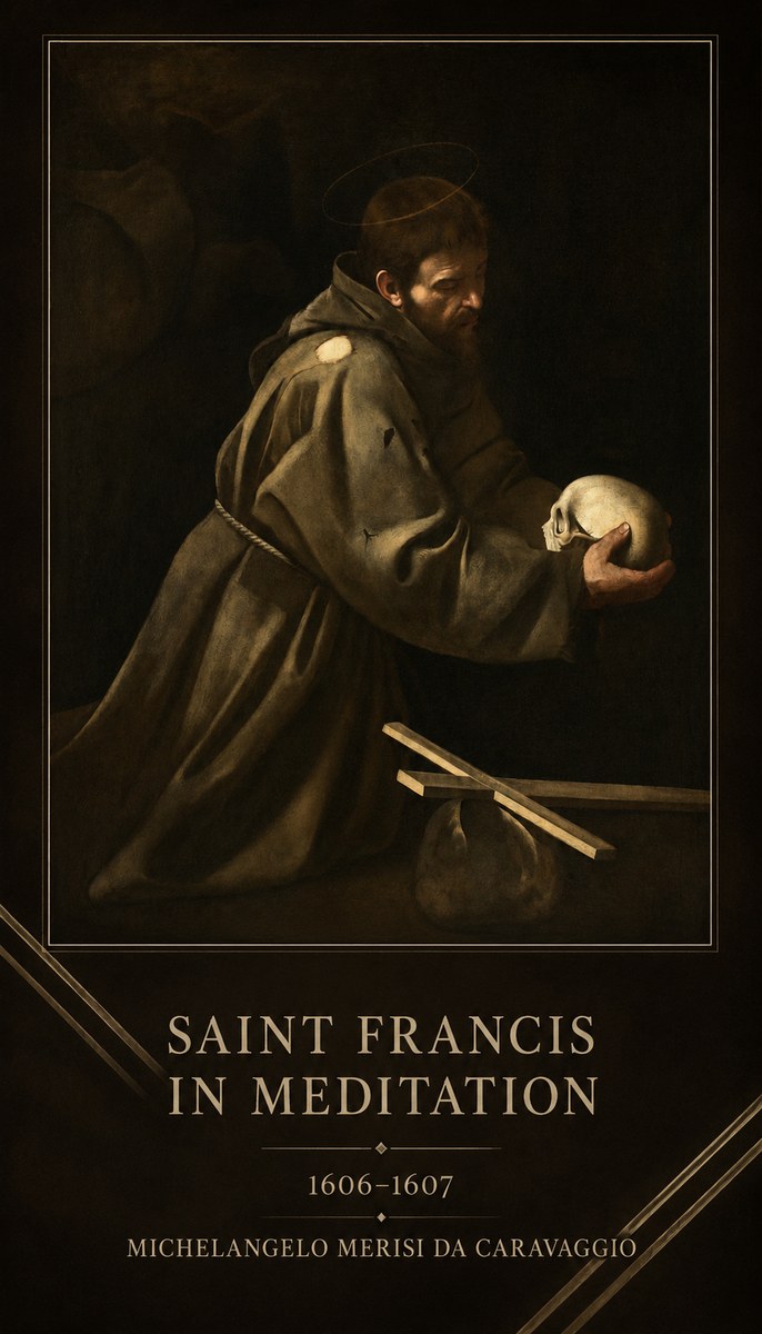 Michelangelo Merisi da Caravaggio Saint Francis in Meditation I No2 - Plakat