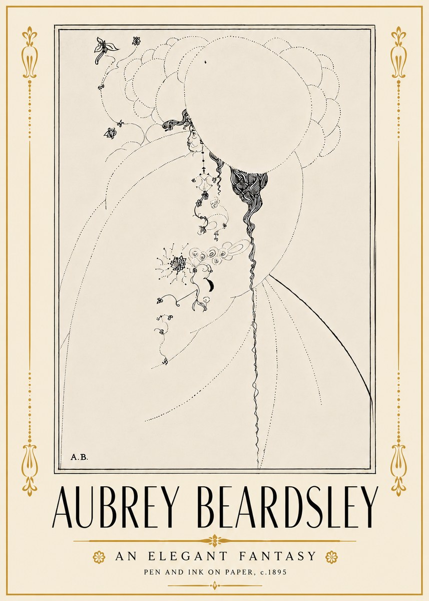 Aubrey Beardsley An Elegant Fantasy No5 - Plakat
