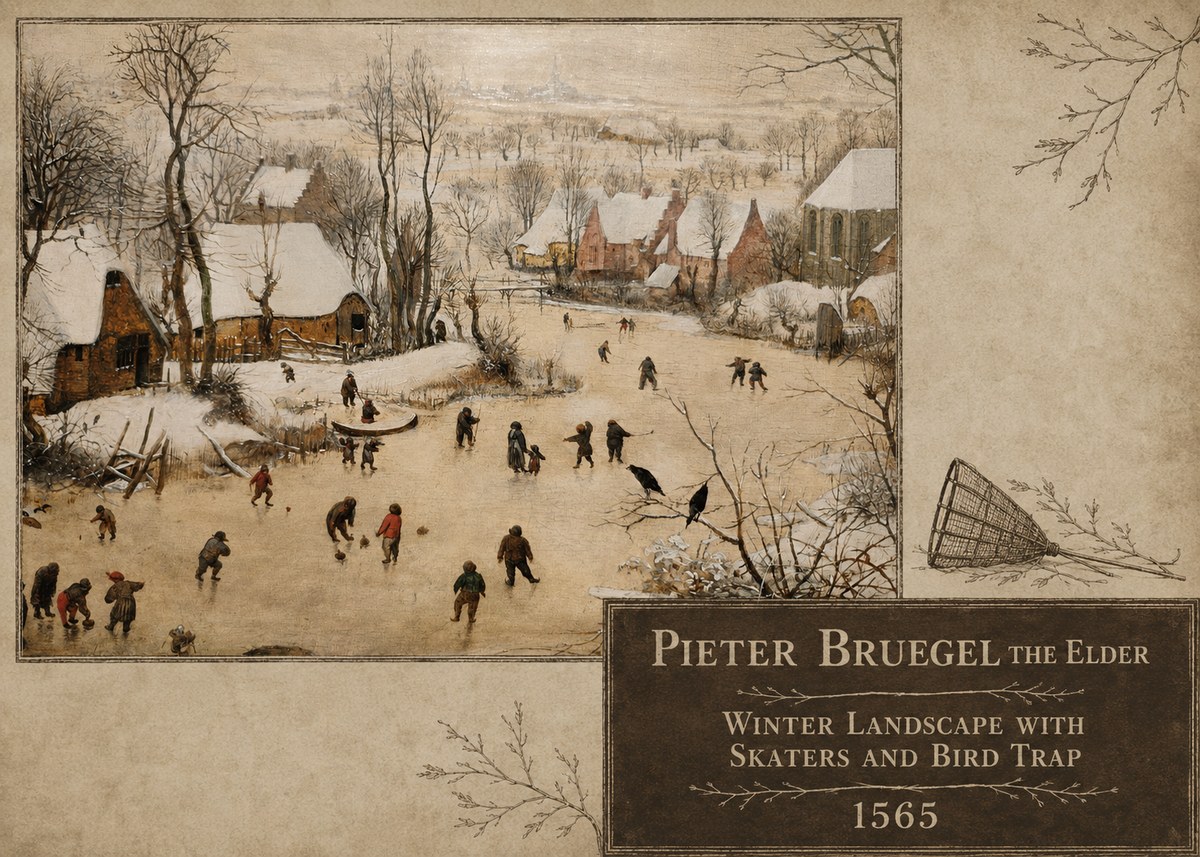 Pieter Bruegel Winter Landscape with Skaters and Bird Trap No5 - Plakat