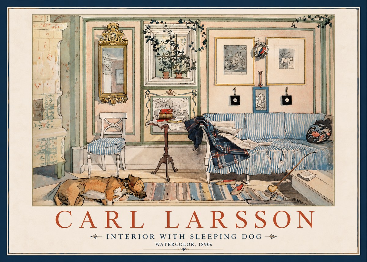 Carl Larsson Interior with Sleeping Dog No2 - Plakat