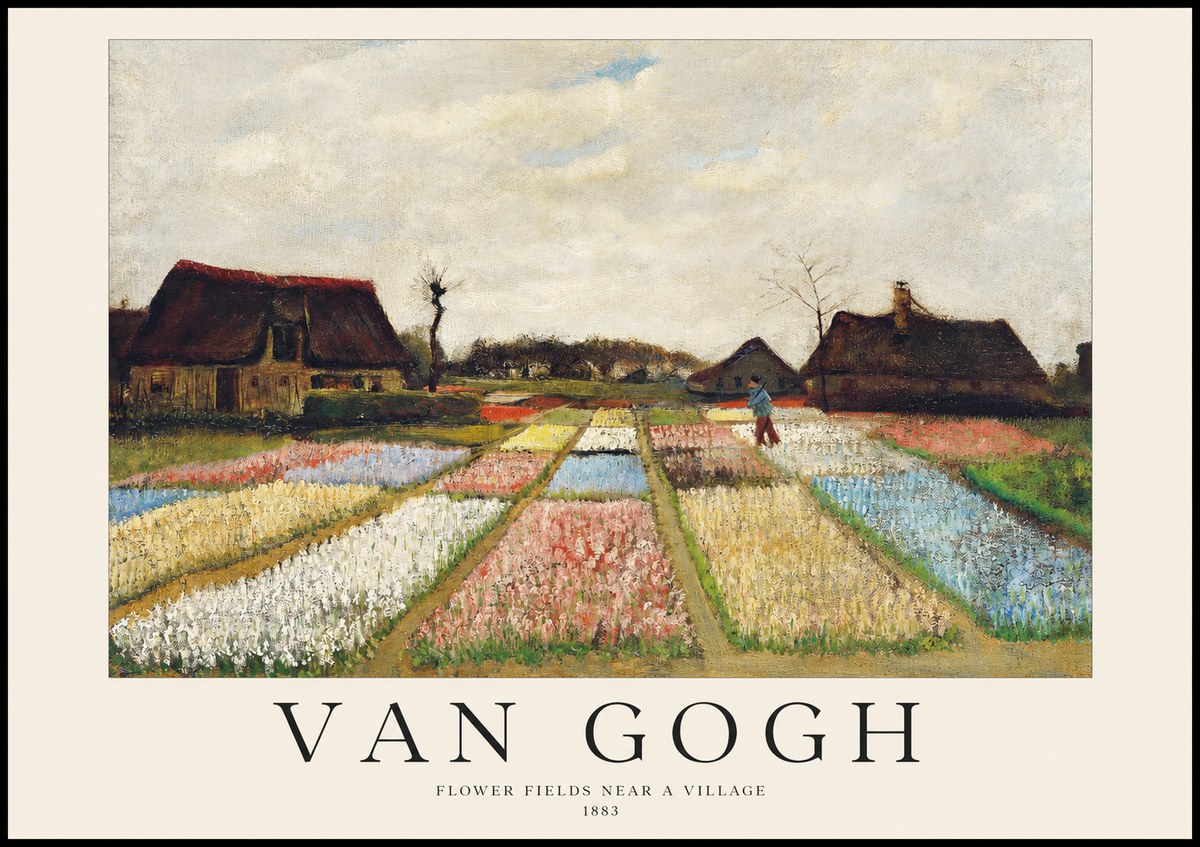 Van Gogh Flower Fields Near a Village No1 - Plakat