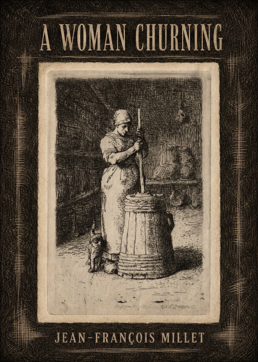 Jean-François Millet A Woman Churning No4 - Plakat