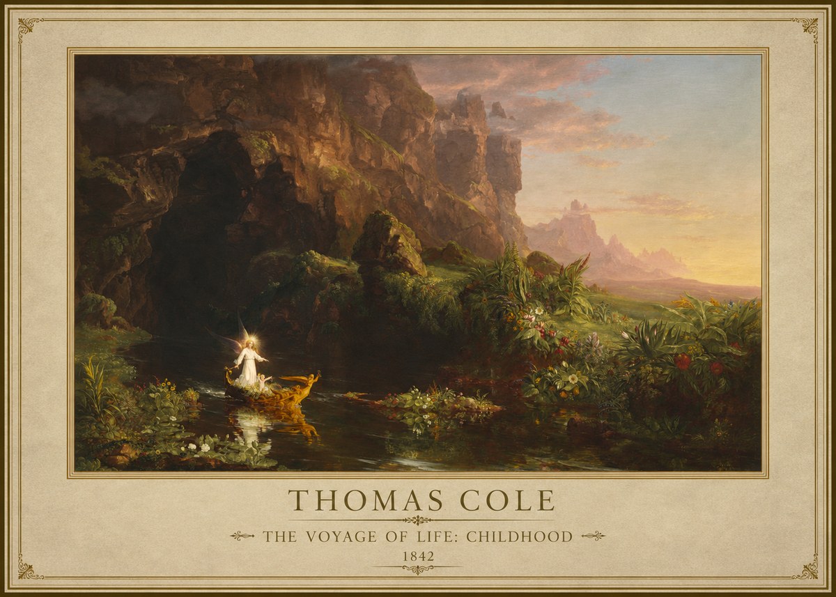 Thomas Cole The Voyage of Life: Childhood IV No1 - Plakat