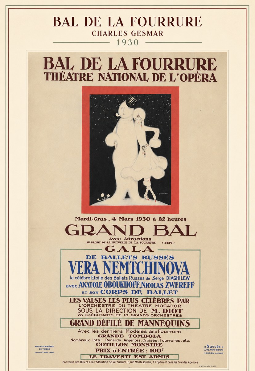 Charles Gesmar Bal De La Fourrure Théâtre National De L'opéra No5 - Plakat