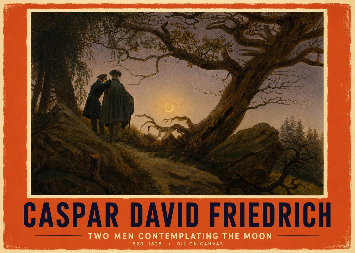 Caspar David Friedrich Two Men Contemplating the Moon II No4 - Plakat
