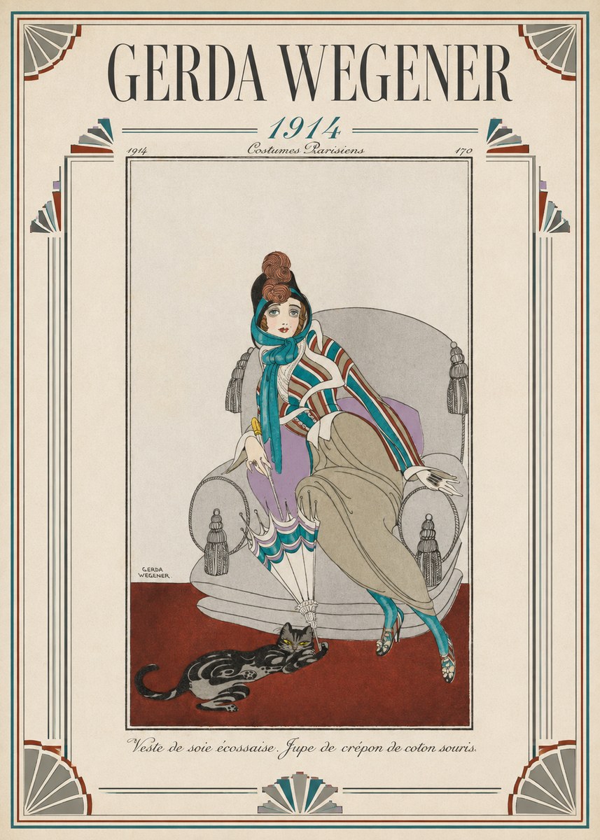 Gerda Wegener Veste De Soie Écossaise. Jupe De Crépon De Coton Souris. No1 - Plakat