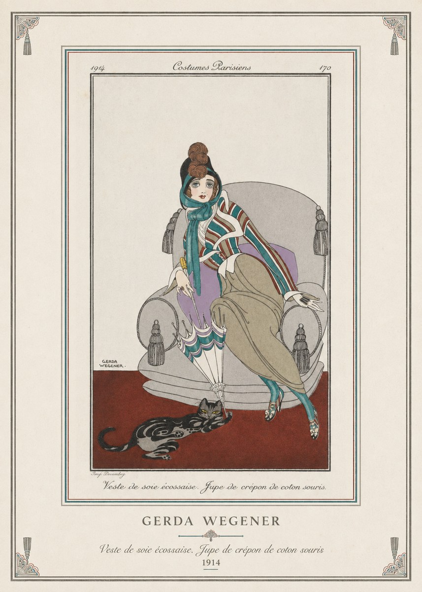 Gerda Wegener Veste De Soie Écossaise. Jupe De Crépon De Coton Souris. No3 - Plakat