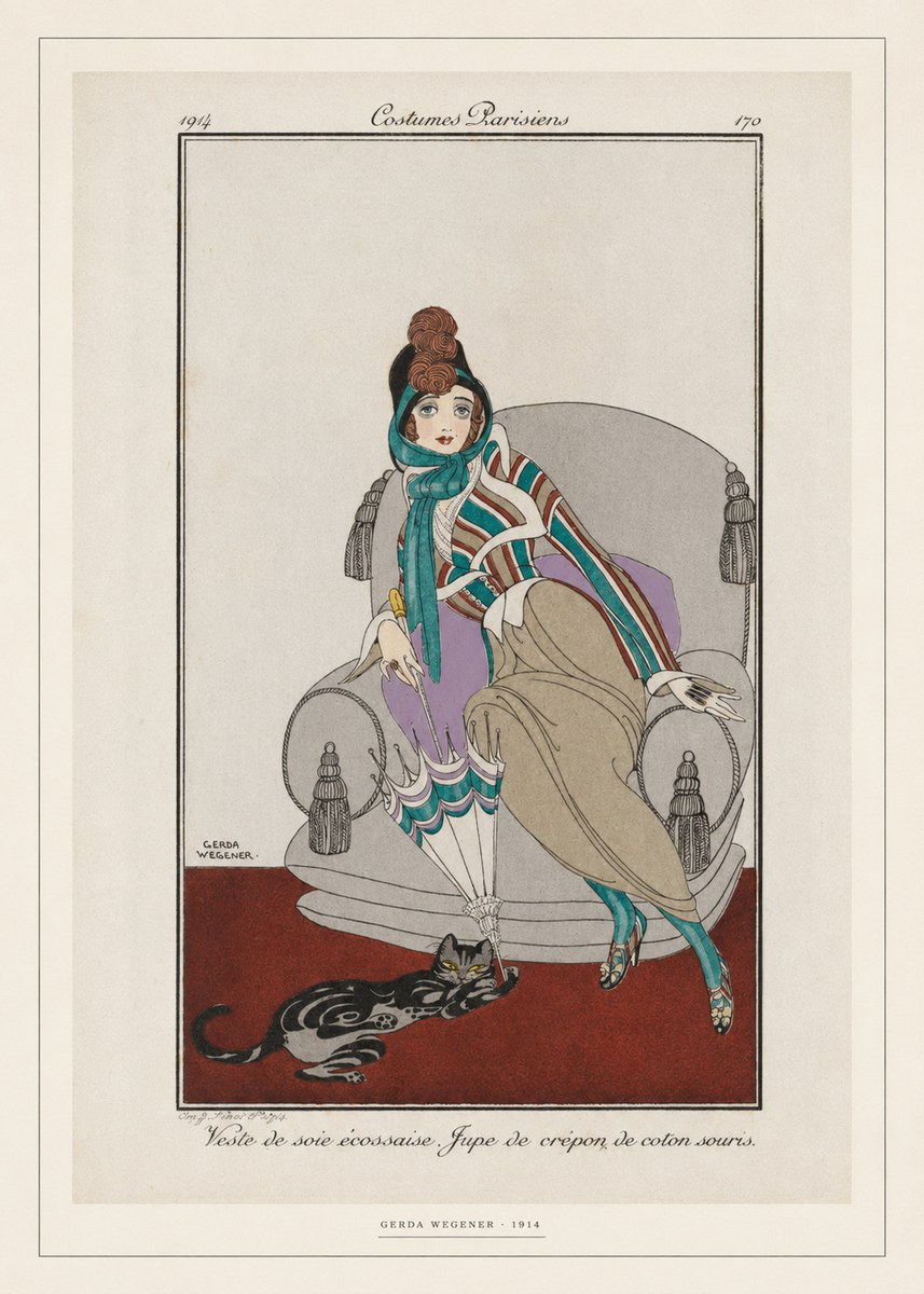 Gerda Wegener Veste De Soie Écossaise. Jupe De Crépon De Coton Souris. No6 - Plakat
