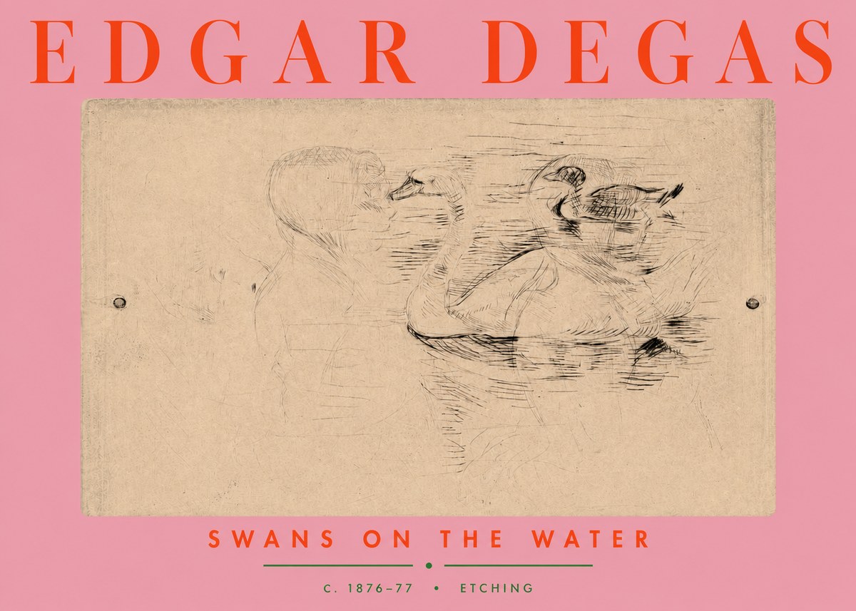 Edgar Degas Swans on the Water No3 - Plakat