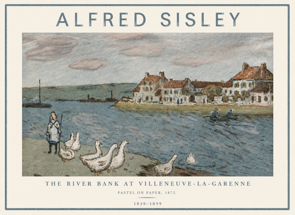 Sisley The River Bank at Villeneuve-la-garenne No5 - Plakat
