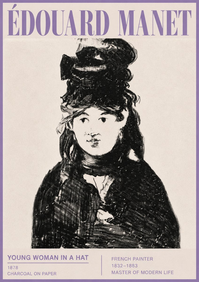 Édouard Manet Young Woman in a Hat III No5 - Plakat